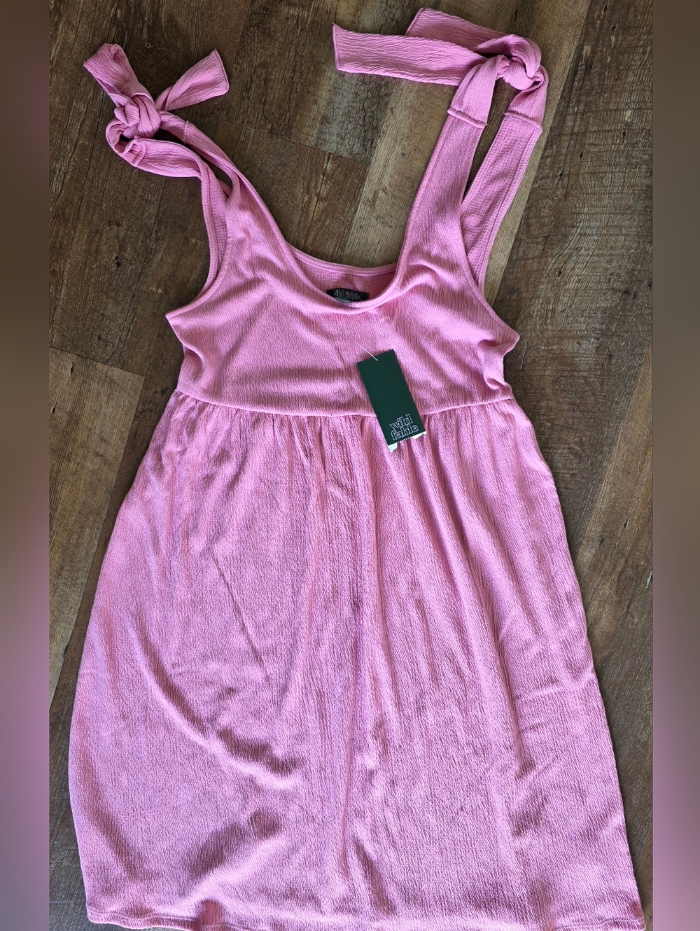 Target Wild Fable Size Small Pink Textured Tank Dress with Tie Straps. New